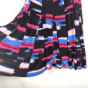 PREMISE Midi Skirt Pink Blue Black Elastic Waist Flowy Gored Womens XL Artsy